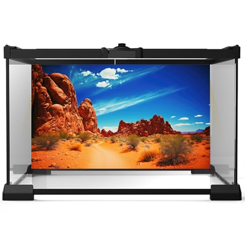 Reptile Habitat Background Desert with Red Rock Formations and Bright Blue Sky Terrarium Background Desert Gobi Red Rock Natural Landscape Pets Backdrop Background Fish Tank Aquarium Backdrop 24x12in - color: Rock Red, size: 24(W)x12(H)inches/ 60(W)*30cm(