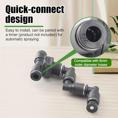 Reptile Mister Nozzles, 1/2PCS Fine Rainforest Tank Sprinkler 360° Adjustable Terrarium Fogger for 6mm/0.24'' Outer Diameter Hose - color: 2PCS