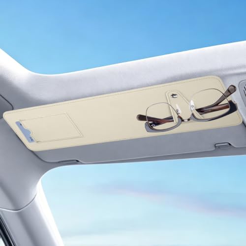 Car Sun Visor Extender with Sunglass Clip&Ticket Card Holder, Beige - color: Beige