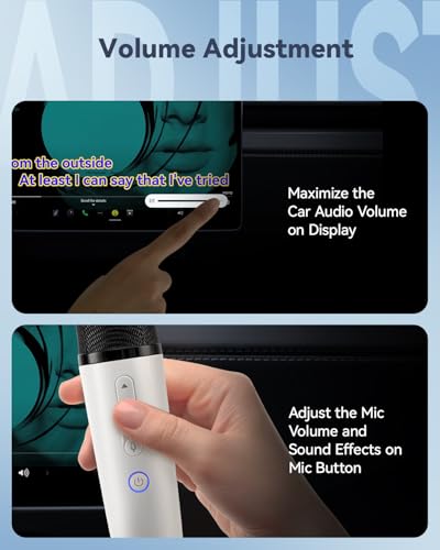Tesla Karaoke Microphone for Tesla with Portable Case, Car Karaoke Microphone with USB A Receiver for Tesla Model Y/3/S/X, Wireless Singing Mic with 3.5mm Jack for Cars, Speakers, 2Mics