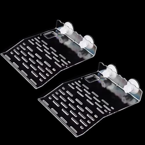 2Pcs Turtle Basking Platform for Aquarium, Turtle Floating Platform for Tank, Docks for Basking with Two Sucker Cap, 8" Width Resting, Area Acrylic Material for Reptile