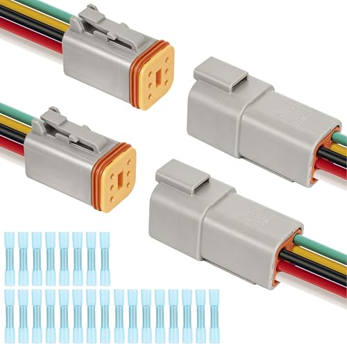 Deutsch DT 6 Pin Grey Male Female Wiring Harness Connector 2 Kits, 16 AWG - color: 2 Sets-Grey, size: 6Pin