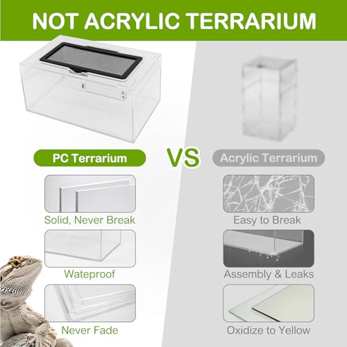 Reptile PC Terrarium Amphibian Tank Spider Enclosure Snake Cage 7x11.8x5.9inch Suitable for breeding Leopard Gecko,Frog,Hermit Crab,Lizards,Isopod,Tarantula,Turtles,Chameleons,Jumping Spiders - size: Large