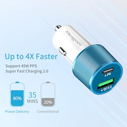67.5W Blue Car Charger USB C Super Fast Charging for iPhone 17 Pro/Android - color: Blue, size: 3.3 ft