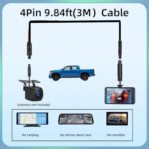 4 Pin 9.84Ft Dash Cam Rear View Backup Camera Male to Female 4PIN Cable Reverse Car Recorder Video Cable Extension Cord (4-pin 3M/9.84ft) - size: 4P-9.84ft