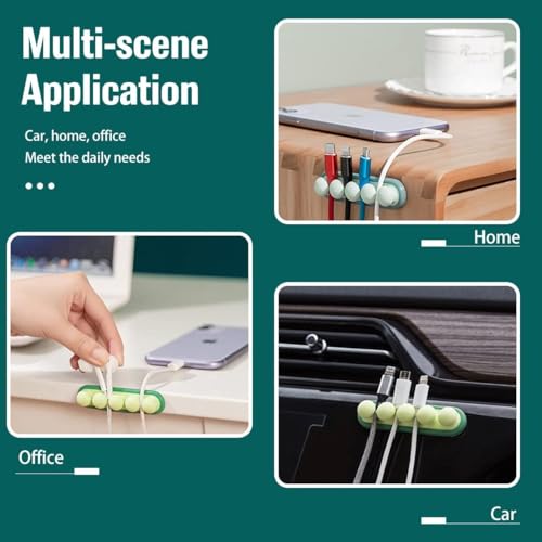 Cute Pea Cable Clips, USB Cable Organizer, Charging Cord Holder, Wire Management for Car Office Desk Workbench Bedroom Bedside Nightstand (6-Pack)