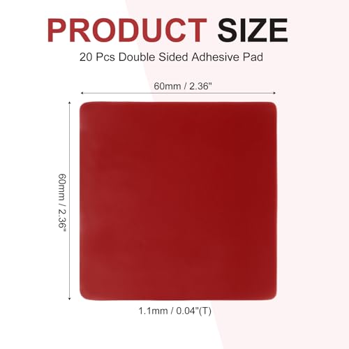20 Pcs Double Sided Adhesive Pads, 2.36" x 2.36" Dash Cam Sticky Pads Self-Adhesive Square Mounting Foam Tape Waterproof & Heat Resistant for Car Walls Picture Home Decor, Red - size: 2.36" x 2.36"