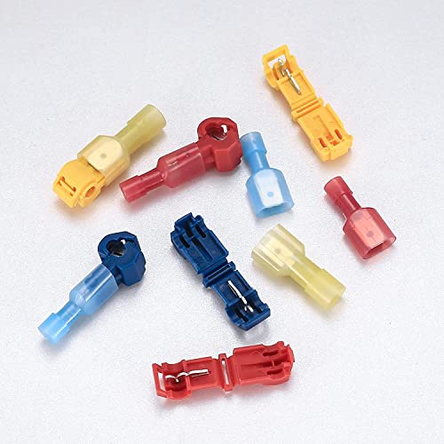 120 Pcs T-Tap Wire Connectors, Quick Splice Electrical Wire Terminals Connectors, T Taps Self-Stripping Insulated Male Quick Disconnects Spade Terminals Kit for Wiring Automotive