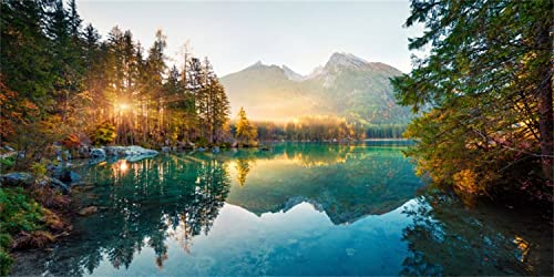 AWERT 48x20 inches Nature Landscape Aquarium Background River Mountain Autumn Scenery Fish Tank Background Vinyl Background - size: 48x20in/120x50cm