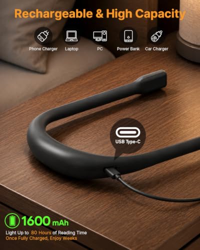 Upgraded Neck Light, Reading Light with Power Display, Timer - color: Black