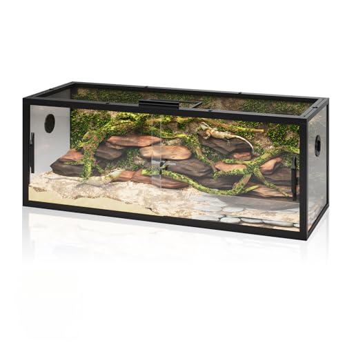 67 Gallon Reptile Terrarium Tank, 48" x 18" x 18" Bearded Dragon Enclosure Glass Terrarium with Screen Ventilation, Front Opening for Lizard, Snake and Tropical Habitat