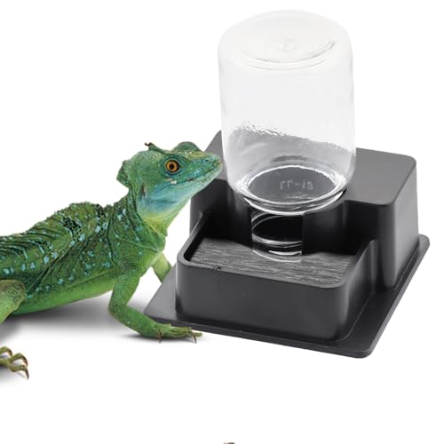 1 Pack Small Reptile Water Bowl Automatic Water Dispenser for Reptile Gecko Lizard Terrarium Bowl Feeder (Black)