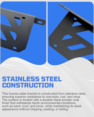 for Bronco Front License Plate Bracket, Steel License Plate Holder No-Drill Required Compatible with 2021 2022 2023 2024 2025 2026 Ford Bronco with Heavy-Duty Modular Bumper 2/4 Door - size: For Bronco Modular Bumper