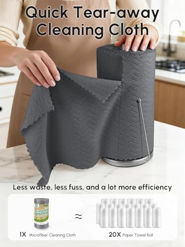 Microfiber Cleaning Cloths Roll 75 Pack 12x12 Inch Lint Free - color: Dark Grey Ripple