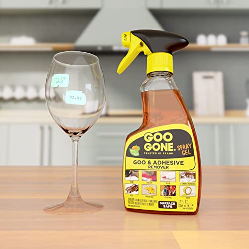 Goo Gone Adhesive Remover Spray Gel, Removes Chewing Gum, Grease, Tar, Stickers, Labels, Tape Residue, Oil, Blood, Lipstick, Mascara, 8 Pack & Sticker Lifter - size: 12 Fl Oz (Pack of 8 + Sticker Lifter)