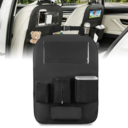 Nilight Car Seat Back Organizer 1PC Black PU Leather Universal - color: Black Leather w/Bucket-1 Pc Long Size