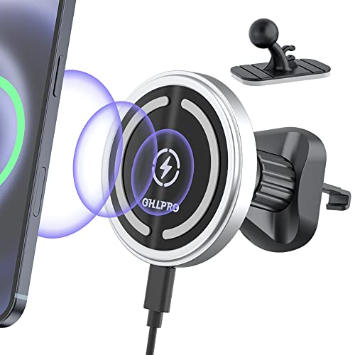 OHLPRO for MagSafe Car Mount Charger iPhone Wireless Car Charger, Sliver - color: Silver
