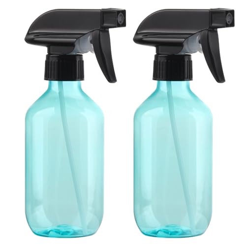 Spray Bottles 2 Pack 10 oz Plastic Squirt Bottles with Adjustable Nozzle | Refillable Empty Spray Bottle BPA-Free Mist/Stream Water Spray Bottles for Hair Styling, Cleaning, Plants, Pet Use - color: Blue