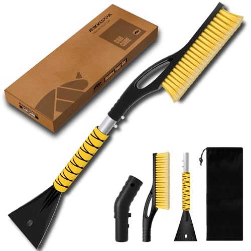 MIKKUPPA 27" Snow Brush and Ice Scrapers for Car Windshield, Yellow - color: Yellow(with Curved Connector)