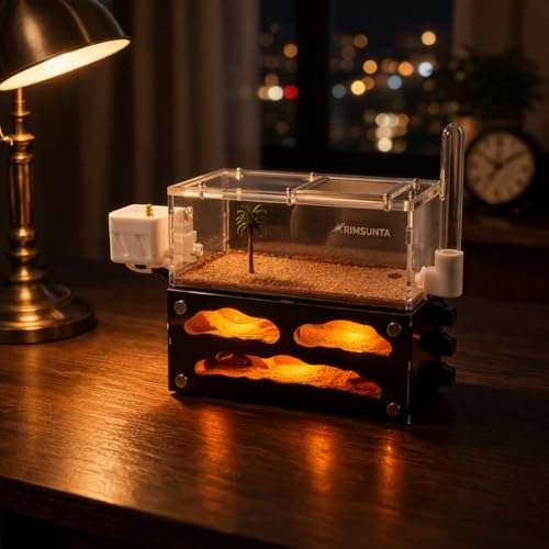 Lumen Chamber Ant Nest with Built in LED Lights, Replaceable Light Module, Water Feeder, Trash Box and Ant Keeping Starter Lit - color: Chambers