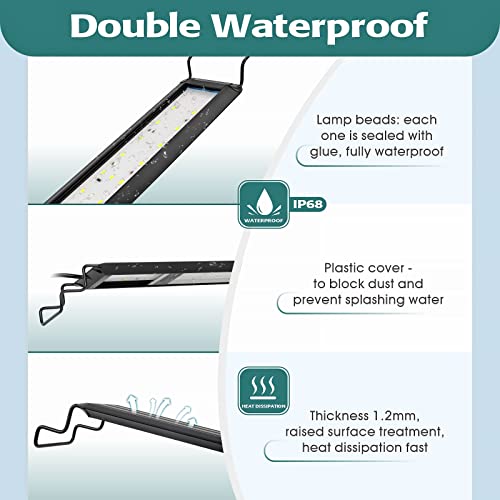 hygger 32W Full Spectrum Aquarium LED Light with 10 Levels of Brightness, White Blue Red Green LEDs,6H8H12H Timer,RGB Light for 46-54IN Freshwater Fish Tank, Aquatic Plants Tropical Ornamental Fish - size: 32W For 46~54inch TANK