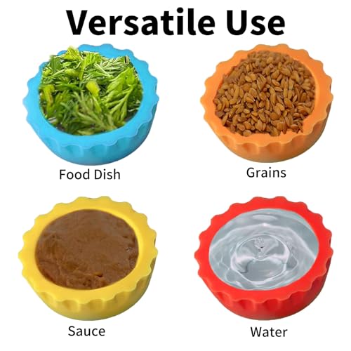 10 Pack Crested Gecko Food and Water Feeding Cups, Reusable Reptile Feeder Dish Tank Accessories for Hermit Crab, Small Lizard, Tarantula, Isopods, Tortoise Colorful
