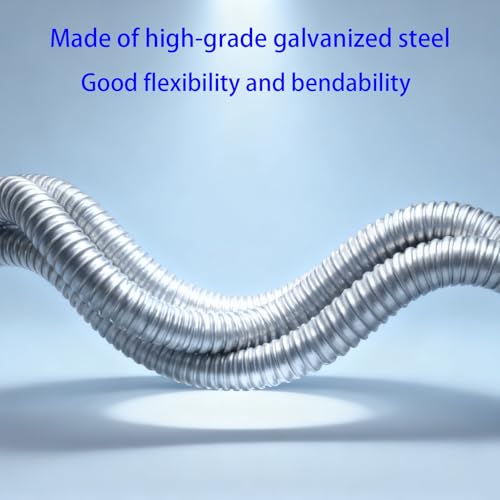 25ft 3/4in Flexible Reduced Diameter wall Wire Conduit, Galvanized Steel Flexible Electrical Conduit, Suitable for Wire Management and Greenfield Wiring