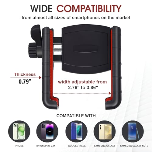 Upgraded Golf Cart Phone Mount Holder Compatible with EZGO/Club Car/Yamaha, [Big Phones & Thick Cases Friendly] Universal Phone Holder Compatible with iPhone/Galaxy/Google Pixel, All Smartphones