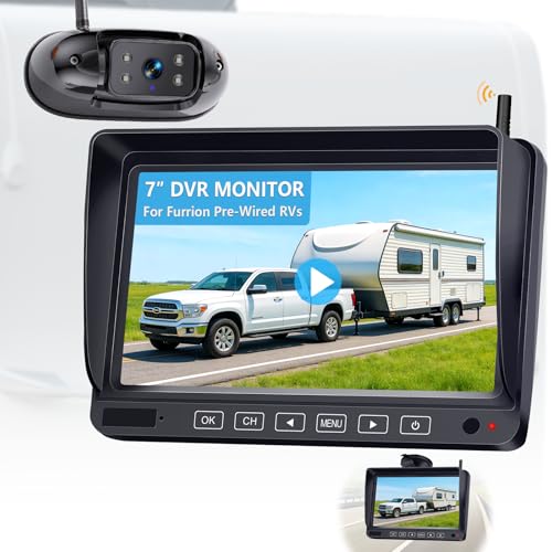 HD 1080P RV Backup Camera Wireless Easy Install: Plug-Play 7'' DVR Monitor - size: 7"+RV Camera for Furrion