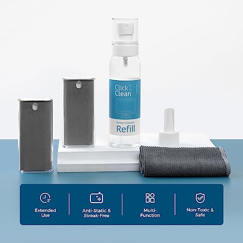 CLICK CLEAN Screen Cleaner Kit, 2 Cleaning Sprays with 4 oz Refill - size: 2 L126T Screen Cleaner Refill Kits
