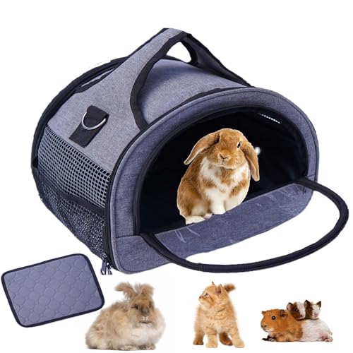 Rabbit Carrier, Small Pet Carriers for Guinea Pig Hamster Bird Bunny Bearded Dragon Kitty, Animal Bag with Stable Handle and Waterproof Pad, Easy Travel and Vet Visit-Large - size: Large