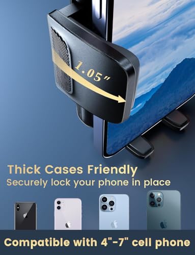 Adjustable & Extendable Car Phone Holder for Dashboard & Windshield, 360° Rotating One-Handed Universal Smartphone Mount with Strong Suction for Cars, Trucks & SUVs, Compatible with iPhone & Android