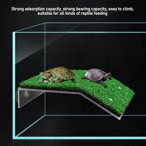 Turtle Basking Platform Lawn Resting Basking Platform Simulation Grass Ramps Tortoise Habitat Terrace Turtle Tank Accessories - size: M