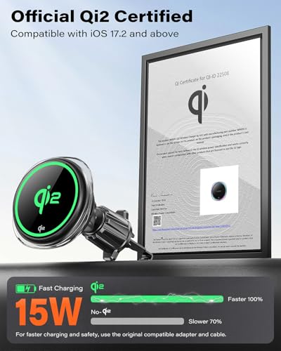 A2C Qi2 15W Wireless Car Charger CD Mount for MagSafe CD Slot | Air Vent
