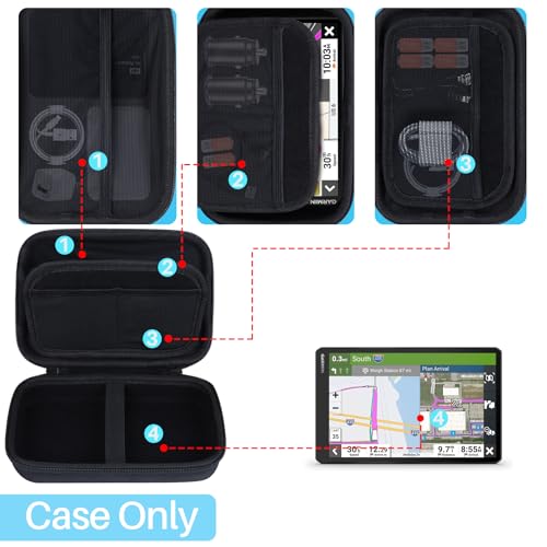 Lebakort Hard Case Compatible with 5-7 Inch Garmin RV 780/785 RV Cam 795 dezl OTR700/OTR710/OTR610/ DriveSmart 76/65/61/66/55/ Drive 51/52/53 Garmin GPS Navigator - size: for 5-7 inch GPS