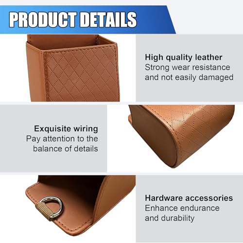 Car Vent Storage Bag, Leather Car Dashboard Organizer Pocket, Brown - color: Brown