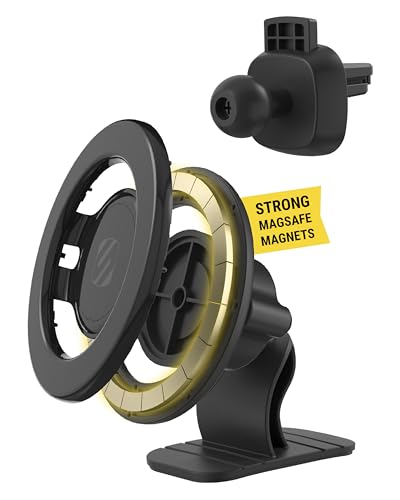 Scosche MagicMount Select MagSafe Car Mount for iPhone, Strong Magnetic Phone Holder for Car Magnet Phone Mount with 360° Rotation for Dashboard/Vent Compatible with iPhone 17/16/15/14 Pro Max Android - size: 1 Pack, style: Dash / Vent