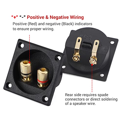 Facmogu 2PCS 2.2 Inch 2-Way Speaker Box Terminal Cup with Banana Plugs - color: 2-way Square