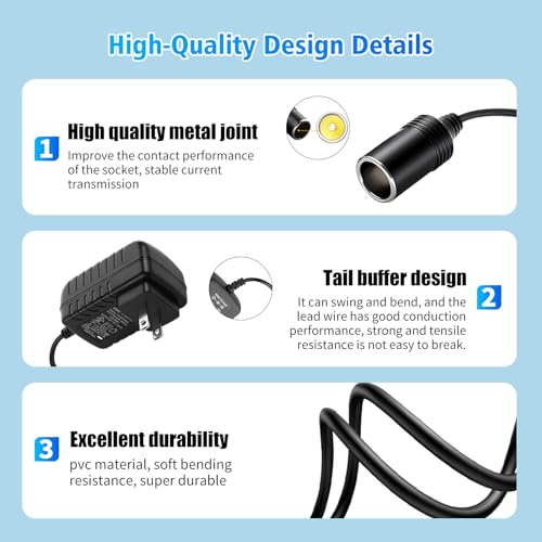 110v to 12v converter,Car Cigarette Lighter Adapter - AC to DC Converter(110V-240V to 12V),Car Power Adapter 2A 24W,Compatible with Car Purifier,humidifiers,Car bluetooth,camping shower, and more - color: black-1