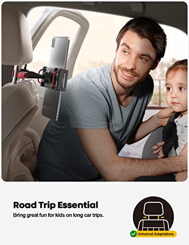 Lamicall Car Tablet Mount Headrest Holder, Kids Friendly Travel iPad Clamp - color: Red