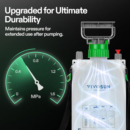 VIVOSUN 1.35 Gal/5L Pump Sprayer, Garden Water Sprayer for Plants, Weeds & Lawn Care, with 3 Nozzles, 50'' Long Hose & Pressure Relief Valve (Pack of 2) - size: 1.35 gal (Pack of 2)