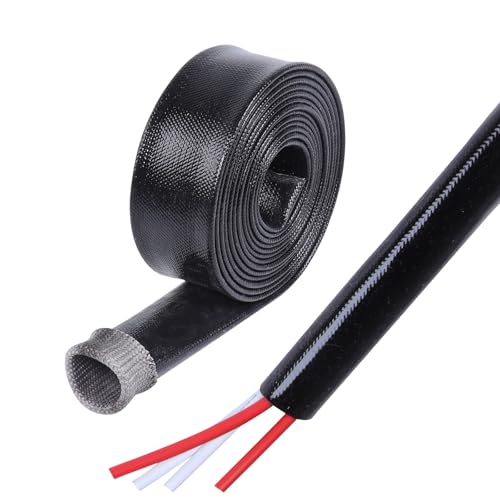 Silicone Fiberglass Sleeve Heat Shield Wire Protective High Temperature Electrical Insulation Self-extinguishing Black (3/4"-9ft) - style: 3/4"-9ft