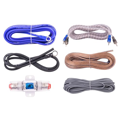 Elite Audio EA-OB08G 8-Gauge Complete Car Amplifier Installation Wiring Kit 2-Channel 1000W Power - style: 1000W