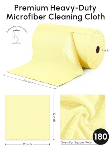 Microfiber Cleaning Cloths Roll 75 Pack 12x12 Inch Lint Free - color: Yellow