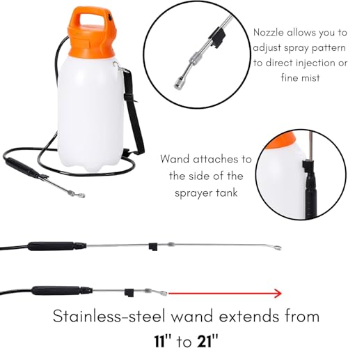 BIRDROCK HOME Garden Sprayer with Battery Powered Pump - Stainless Steel Wand, Rechargeable, Adjustable Spray, & Portable for Lawn, Garden, Plants, and Cleaning - White Translucent Body - 4-Gallon - size: Large