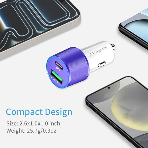 67.5W Purple Car Charger USB C Super Fast Charging for iPhone 17/Android - color: Purple, size: 3.3 ft