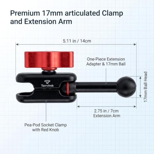 17mm Ball Mount Extension, All-Aluminum Double Ball Adapter - size: 5.51" Length