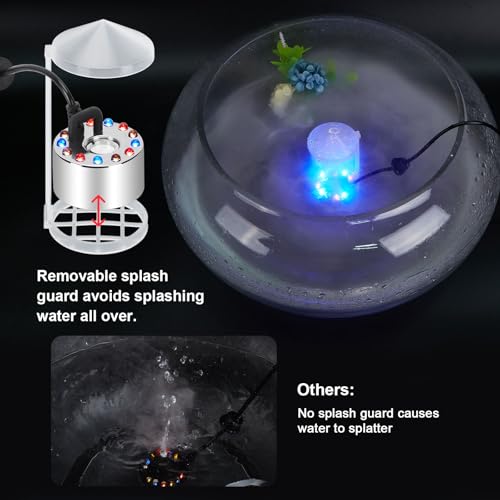 FITNATE 350ml/H Mist Maker Fogger,12 LED Fog Atomizer Air Humidifier, with Adjustable Fog Controller, for Water Fountain Pond Rockery Vase Birdbath - color: Silver