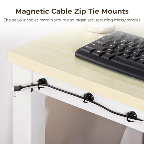 Magnetic Cable Zip Tie Mounts, 25 Pcs Magnets with 100 Pcs Cable Zip Ties, Multipurpose Magnetic Cables Holder for Cables Management, Wire Management Bases - color: Black