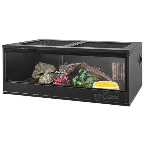 REPTI ZOO 35 Gallon PVC Reptile Tank, Reptile Terrarium for Crested Gecko Frog Lizard Snake Turtle Hermit Crab, 36x18x12 inch Leopard Gecko Enclosure with Sliding Door & Screen Ventilation - size: 36x18x12 inch